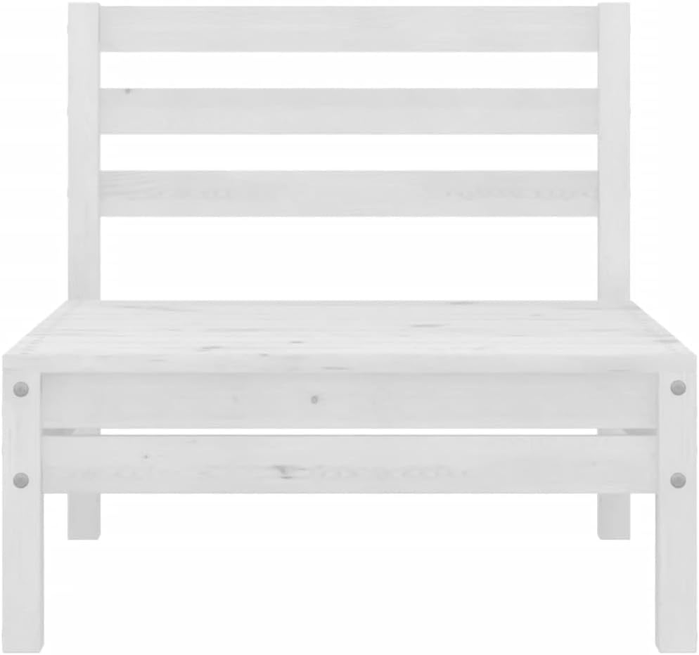 Outdoor Patio Loveseat, 25"x25"x25" White Solid Pinewood Garden Sofa with Modular Design, UV-Resistant Matte Finish for Lawn, Porch, Balcony and Poolside Setting