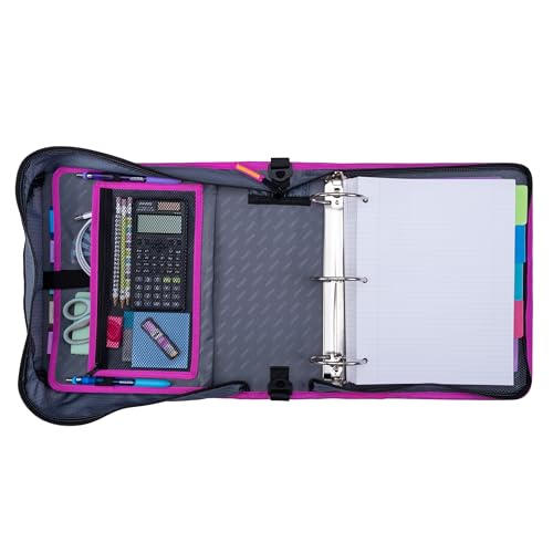 Case-it Fichário com zíper The Print Mighty Zip Tab - Anéis de 7,6 cm - Pasta de arquivo expansível