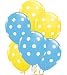 Polka Dot Balloons 11 Inch Premium Pale Blue and Yellow with All-Over Print White Dots Pkg/25