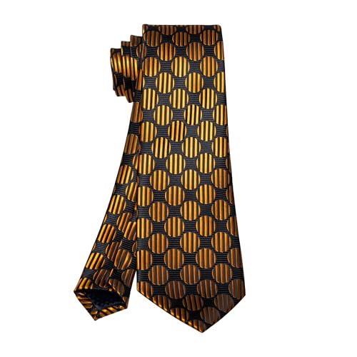 Image of 5PCS Mens Silk Tie, Pocket Square, Cufflinks, Drilled Tie Ring and Lapel Pin Set for Wedding Groom Party