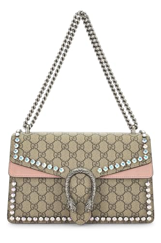 Pre-Loved Pink GG Supreme Crystal Embellished Dionysus Shoulder Bag Small, Pink