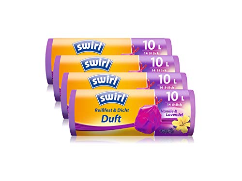 Swirl Duft-M&uuml;llbeutel Vanille-Lavendel mit Zugband, 10 Liter, 4 Rollen mit je 14 Beuteln