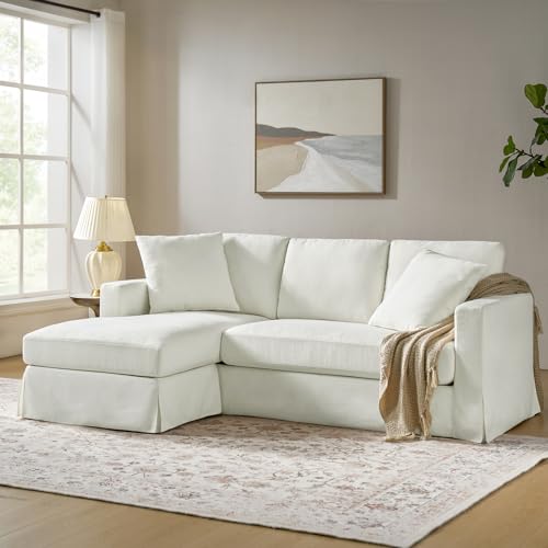 HULALA HOME 85" Slipcovered 3-Seater Sofa with Cushions