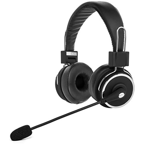 Blue Tiger Dual Elite Wireless Bluetooth Headset – Premium Noise Cancelling Headphones with No Wires - Ideal Driving, Gaming and Music Accessories – 50 Hour Talk Time - Black