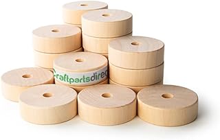 2" Flat Wooden Toy Wheels – Unfinished Birch Wood Craft Wheels for DIY Toys, Pull Cars, STEM Projects, Rustic Decor – 3/8" Hole – Smooth Durable Slab - 20 Pack