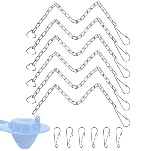 6 Pack Toilet Chain Replacement 10 Inch Adjustable Toilet Flapper Chain with 12 Hooks and 6 C Loops Easy Fix Stainless Steel Flush Flapper Chain for Most Modern Toilets Silver