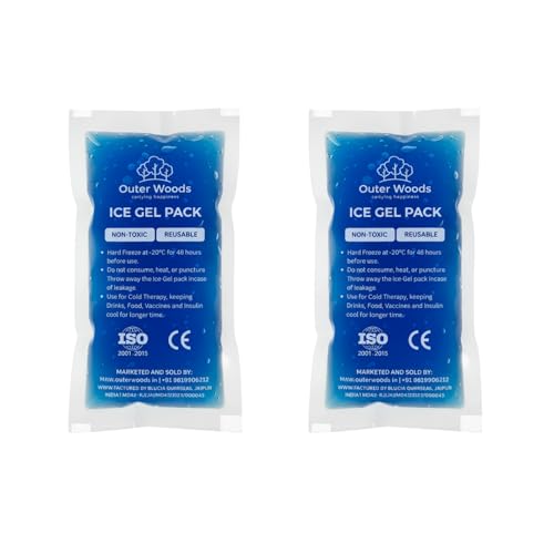 Image of Reusable Ice Gel Packs for Cooler Bags, Breast Milk & Pain Relief - Non-Toxic Leak-Proof Cold Gel Pads for Picnic, Travel, Vaccine, Insulin, Food & Drinks - Hard Freeze Long Lasting Blue