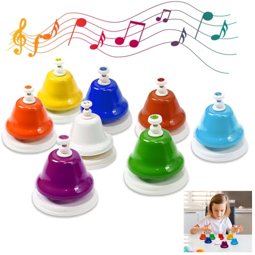 Sinos de Mão de Metal Diatônico de 8 Notas, Sinos de Mesa, Sinos de Metal Diatônico com 8 Notas, Con