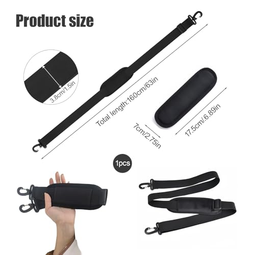 Wvxilyr 160 CM Correa de Hombro Universal Ajustable, Bag Strap Replacement, Correas de Hombro Ajustable, Compatible para Bolsa Mensajera, Cámara y Bolsa Cruzada, Color Negro, Correa Acolchada - imagen 2