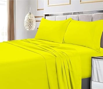 Top Split Head Sheets for Adjustable Bed-100% Egyptian Cotton Sateen Weave 800 TC Half Split Sleep Number Bed Sheets Yellow, California King Split Down 32 from The Top, Fits Upto 18Deep Pocket