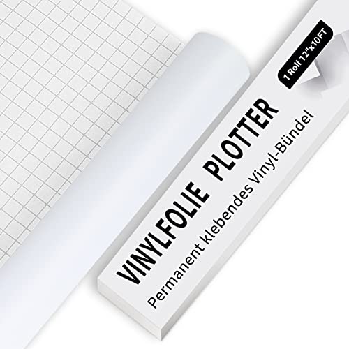 IModeur Vinile adesivo Bianco - Vinile plotter adesiva opaco da 10 piedi (30,5 x 305 cm), Pellicola adesiva per Cricut, Silhouette e tutte le macchine da taglio, Vinili Bianco per tazze, finestre