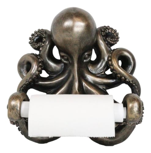 Ebros Gift Giant Ocean Kraken Cthulhu Octopus Toilet Paper Holder Bathroom Wall Decoration 8.75