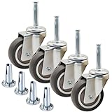 QAVBFA 2 inch Caster Wheel Rubber Furniture Swivel Casters Set of 4, 5/16' x 1-1/2' (8 x 38mm) Grip Neck Stem Castors with Sockets for Shop Vac Wet Dry Vacuums Caster, Carts, Furniture