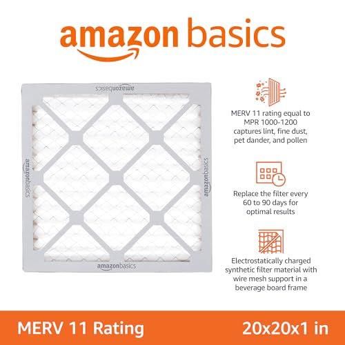 Amazon Basics 20x20x1 Air Filter 6-Pack, MERV 11 AC Furnace Filters, Dust, Pet, Allergy Control, Electrostatic (Actual Size: 19.75 x 19.75 x .75) by Amazon Basics - Image 2
