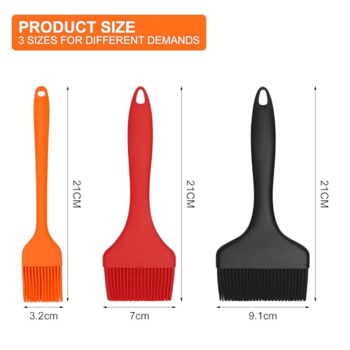 3er Set Silikon Backpinsel für Küche – Extra Breite Silikonpinsel, Ölpinsel, hitzebeständig & spülmaschinenfest, BPA-frei – Lebensmittelechte BBQ Bürste ideal zum Grillen, Backen, Kochen