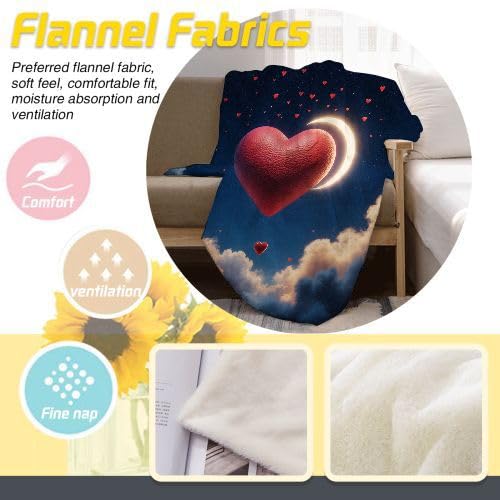 Koc flanelowy, rozmiar king size, 230 x 270 cm, Valentine's Day Love, narzuta na sofę z mikrofibry, na łóżko, krzesła, do biura, puszysta narzuta na łóżko, sofę, kanapę, 230 x 106 cali_B2544