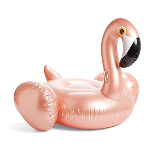Ynredee Flamingo pool flytande, uppblåsbar simbassäng flotte åka på pool solstol vattenleksak för skojs skull (roséguld)