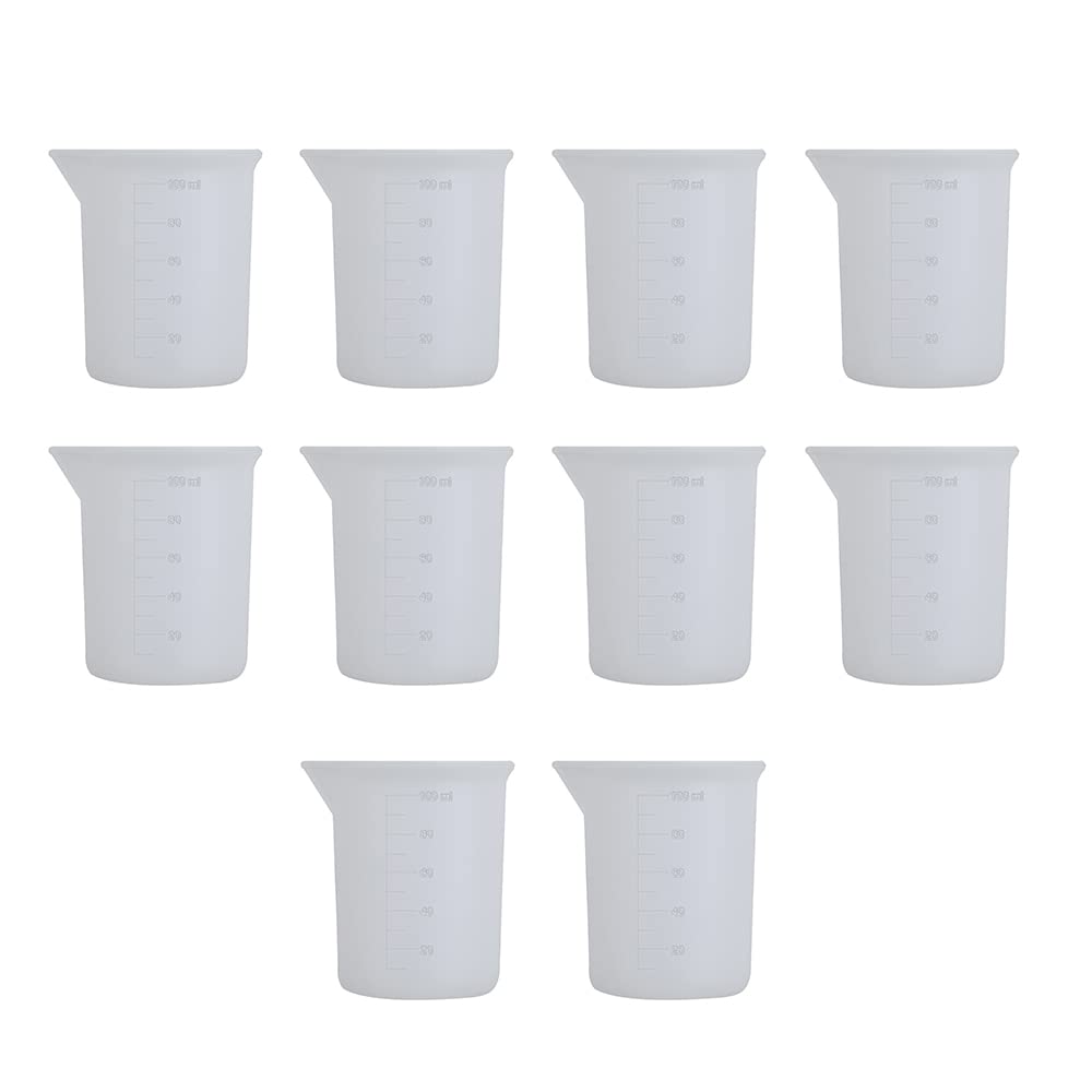 10 Pcs 100ml Silicone Measuring Cups,Precise Scale Squeeze and Pour Liquid Measure Cup for Handmade Craft Resin DIY Glue Tools Non-Stick Mixing Cups