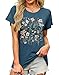 MAPICK Womens Loose Fit Floral Graphic T Shirts Crewneck Short Sleeve Tops Summer Casual Blouse Basic Tee(Navy Blue,X-Large)