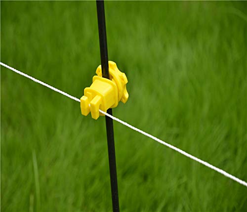 FENCE SHOCK 25PCS Screw Tight Round Post Insulator, Electric Fence Wire Holding Insulator, Two Piece Suit,Yellow - Thumbnail 2