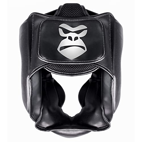 Capacete Boxe Muay Thai Protetor de Cabeça Confortável Resistente Artes Marciais MMA Gorilla (Preto)
