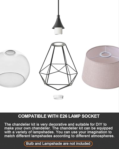 Image of Vintage Black Pendant Light Kit,E26 Lamp Socket DIY Pendant Light Cord,Adjustable Hanging Light Fixtures for Kitchen,3Pack