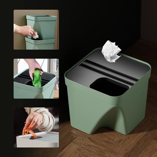 Image of JD FRESH 1 Pcs 10L Dustbin with Lid for Kitchen, Bedroom, Bathroom | Plastic Garbage Bin for Wet & Dry Waste, Food, Biomedical Waste | Multipurpose Trash Can for Home, Office Commercial Use - Green