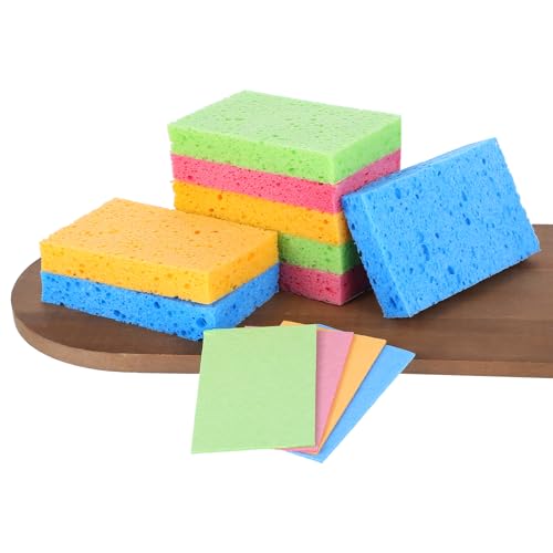 12 PCS Compressed Kitchen Sponges, Colorful Kitchen Sponges Cleaning Scrub