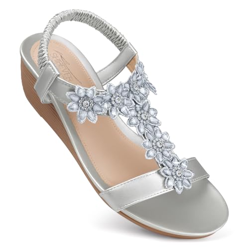 Image of SHIBEVER Wedge Sandals for Women Dressy: Summer Platform Comfortable Low Wedges Womens Sandal