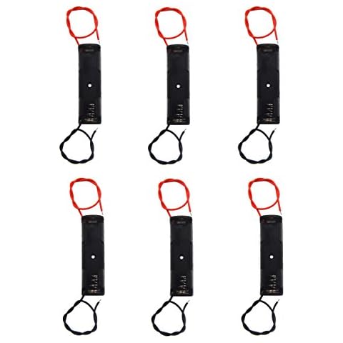 LAMPVPATH (Pack of 6) Single AA Battery Holder, 1 X 1.5V AA Battery Holder, AA Battery Holder with Leads Wires Cover