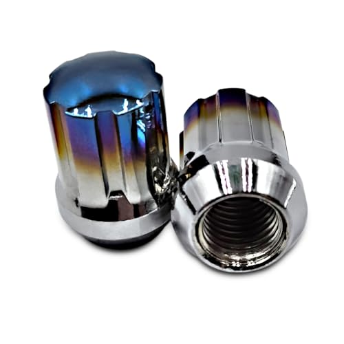 Image of M12x1.5 Lug Nuts Baked Blue Lug Fit Toyota Camry Corolla RAV4 Highlander, Honda Accord /CRV /Civic Replacement for Chevy Impala, 20PCS 12x1.5 Toasted Blue Lug Nuts with Socket Key.