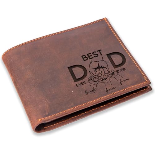 To The Best Dad Custom Leather Wallets for Fathers Day, Personalized Wallets for Dad with Kids Name, Bifold Wallet for Father's Day