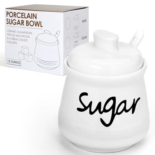 Swetwiny Ceramic Sugar Bowl with Lid and Spoon