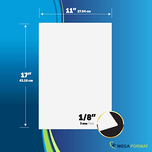 Image of Mega Format Expanded PVC Plastic Sheets - 11 inch X 17 inch Rigid White Sheet for Crafts, Signage, & Displays - Sintra, Celtec PVC Board - Waterproof for Outdoors Use - 1 /8 inch 3mm Thick - 1-Pk-White