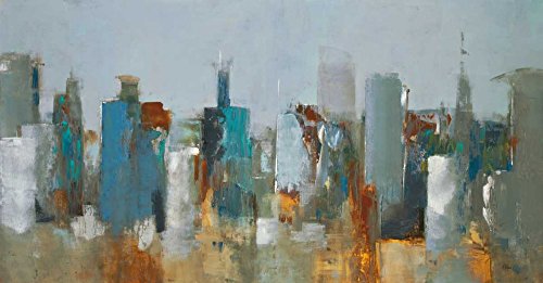 AFFICHE sur TOILE ENCADRÉ Lisa Ridgers Paysage urbain abstrait tableau cm 68x131 prêt à accrocher