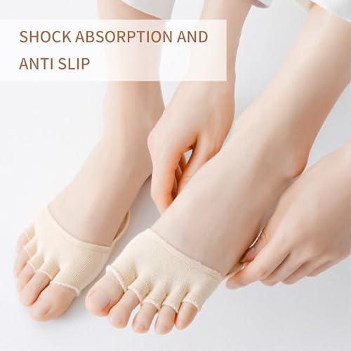 Image of Women Toe Topper Socks,Five-Toes No Show Liner Socks Ball of Foot Cushions Half Non Slip Invisible Forefoot Sock