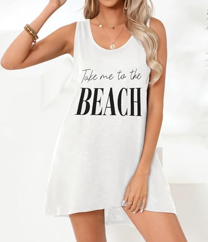 Image of elescat Womens Swimsuit Cover Up Summer Sleeveless T Shirt Beach Dress Tank Bikini Coverups 2026