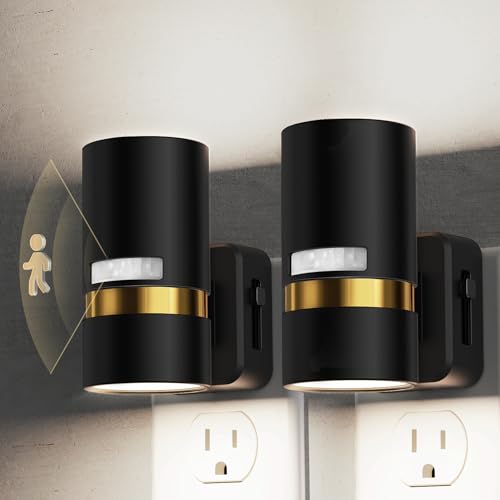 Image of L LOHAS LED Motion Sensor Night Light Plug in, 5000K Daylight White, 2 Pack | Night Lights Plug into Wall with Adjustable Brightness, 1W Energy-Saving Nightlight for Bathroom Bedroom Kitchen Hallway