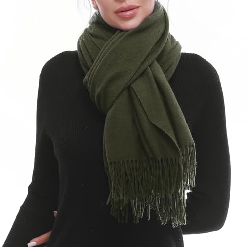 SWAT PANY Scarf for Woman Winter Warm Scarves Pashmina Shawls and Wraps Oversized Scarf Army Green