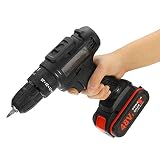WRQ Taladro Atornillador 48V, 2 Velocidades Ajustable, 25+3 Ajuste De Par, Taladro Sin Cable con Luces Led, 10Mm Portabrocas Automatico, 45N.M Par De Giro Máximo