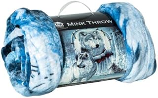 B&H 3D 3 Wolves Roll Mink Throw Luxury Soft Warm Fleece Sofa Bed Décor (Double)