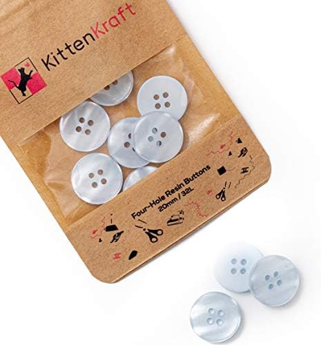 Kitten Kraft 20mm Buttons (4/5 inch, 32L) 10 or 20 Pcs Round Large 4-Hole Resin, 20 Colours, Haberdashery for Crafting, Sewing, Replacement, Knitting Handmade Baby Cardigans (Sweet Pink, 10 Buttons)