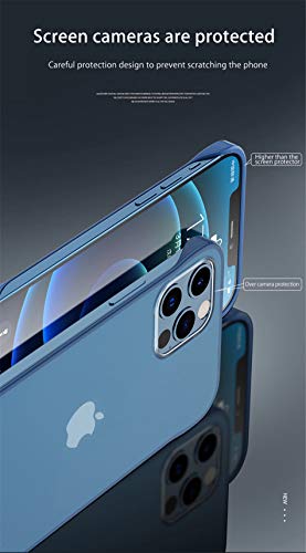 Image of EGOTUDE Ultra Slim Frameless Matte Hard Thin Back Cover Case for iPhone 12 & iPhone 12 Pro (Polycarbonate, Blue)