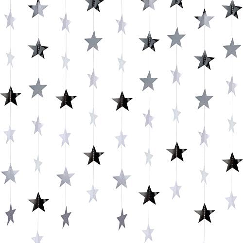 Patelai Glitter Star Garland Banner Decoration, 130 Feet Bright Gold Star Hanging Bunting Banner Backdrop for Engagement Wedding Baby Shower Birthday Christmas Decor (Gold)