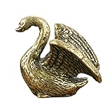 MAGICLULU Retro Brass Swan Figurine: Decoration Swan Statue Animal Sculptures Tea Tray Figurine for Home Office Tabletop Ornament Golden