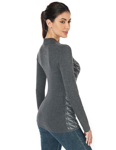 Image of AmelieBoutik Women Collar Deep V Neck Knit Plaid Front Houndstooth Long Sleeve Sweater Top