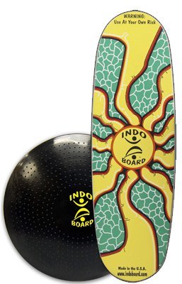 INDO BOARDMini Pro Balance Board with Cushion - 3 Color Choices - for Snowboarders, Wakesurfers - 39" X 15" Deck and 24" Diameter Cushion