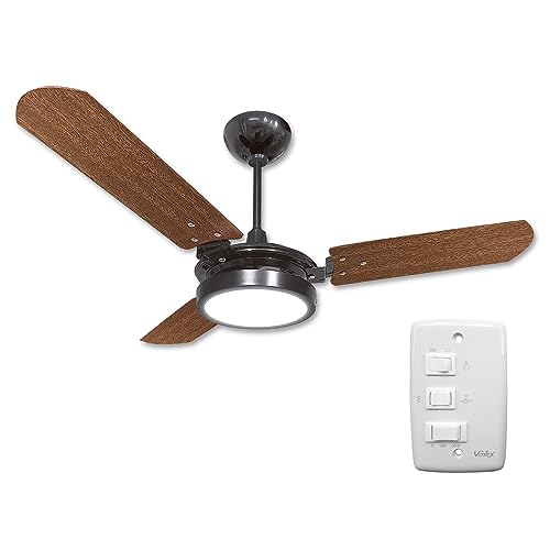 Ventilador De Teto 150w Preto 3 Pás Mogno 127v Valen Led Ventex (220, Volts)