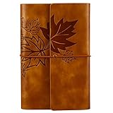 PU-Leder-Tagebuch Hilloly Retro Leder Tagebuch Journal Skizzenbuch mit Lose-Blatt-Bindung Reisetagebuch Notizbuch Nachfüllbares Notizbuch für Frauen Freundin Mädchen（Khaki）