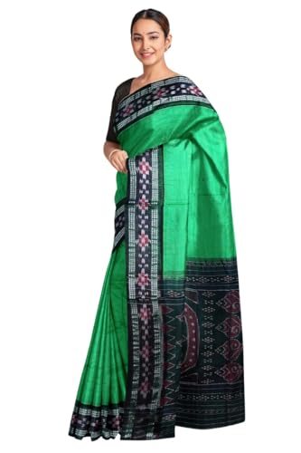 Image of COTTONSILK & KHANDUAPATA Odisha Sambalpuri Handloom Ikat Women Cotton Saree, Odisha Handloom Handmade Pure Cotton Khandua Saree, Ikkat Orissa Traditional Handloom Saree Without Blouse 430